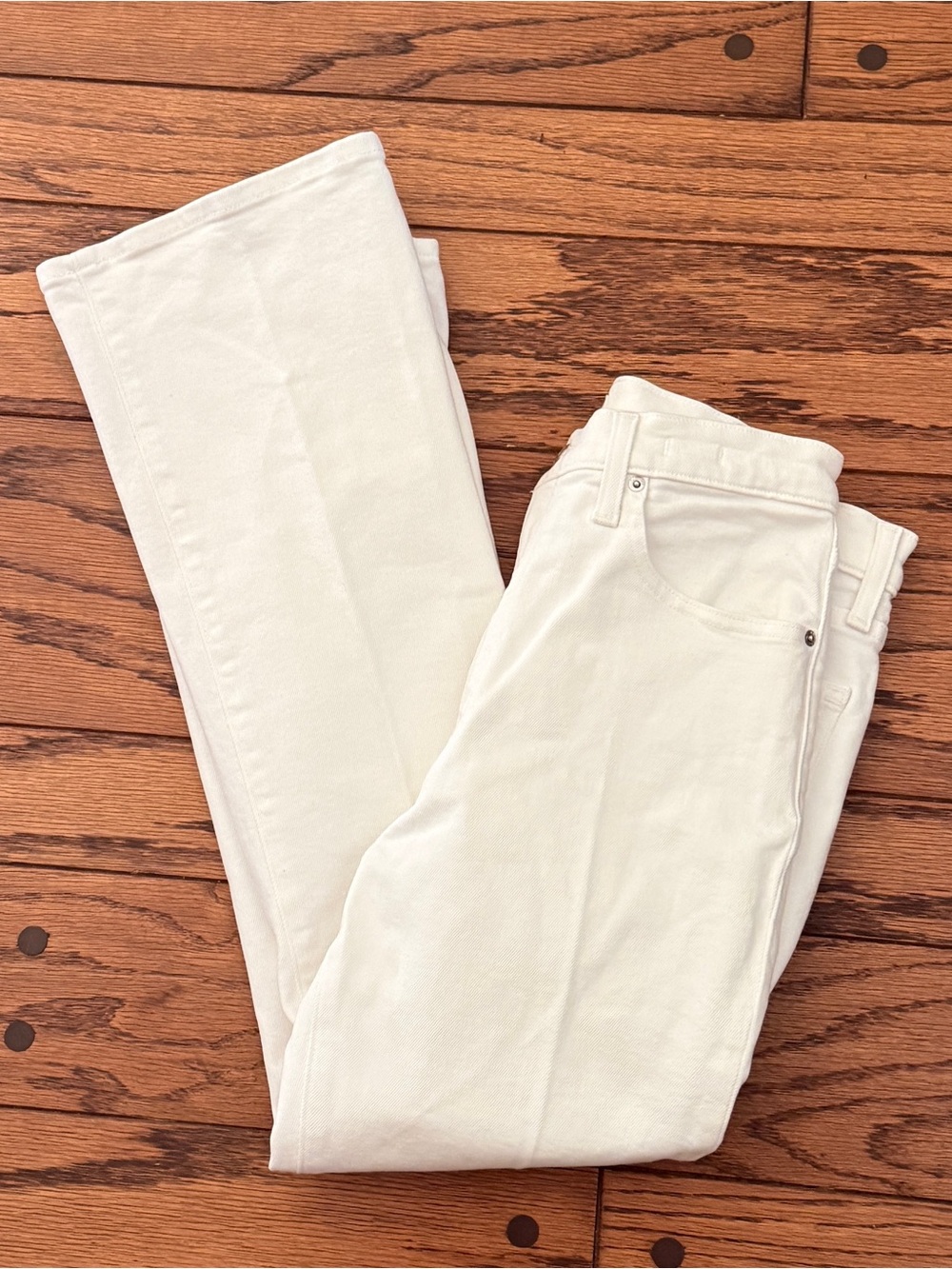 Madewell The Flare Crop Jean in Stretch White Denim Size 28 - Picture 5 of 12